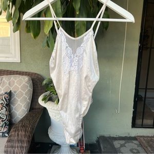 Vintage 90s Interludes Lingerie Strappy Mesh Teddy Bodysuit